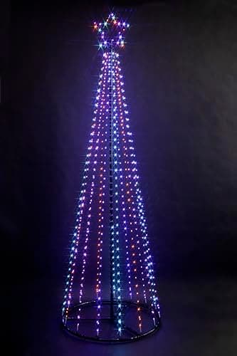 Image of Garden Store Direct GSD LED Twinkling Maypole Trees, 1.4m to 4m Size, Vibrant Multi Color or Ice & Warm White Mixed - Indoor or Outdoor (1.8m (490 LED Lights), Vibrant Multi Color)