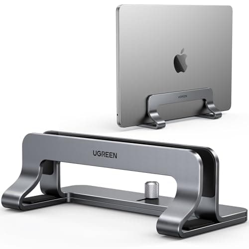 Image of UGREEN Vertical Laptop Stand for Desk Adjustable Laptop Holder Dock Aluminum Desktop Stand, Compatible for MacBook Air Pro, Microsoft Surface(Grey)