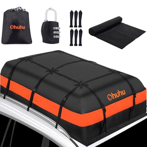 Image of Car Roof Bag, Ohuhu 21 Cubic Feet Waterproof Roof Box with Anti-Slip Mat, Sturdy Straps, Combination Lock & Storage Bag, 840D Heavy Duty Car Roof Storage for Cars with/without Roof Rack