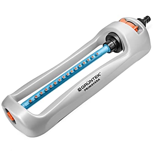 Image of GRÜNTEK Oscillation sprinkler PRIMAVERA up to 336 m² / 3617 ft² Irrigation area, blasting width up to 21 m x 15 m, osillating sprinkler for lawn, plants, garden.