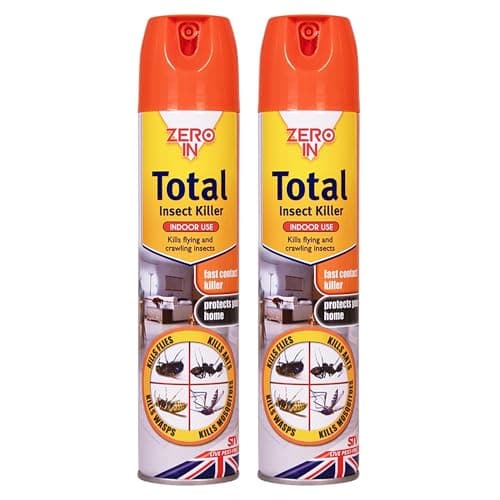 Image of Zero In Total Insect Killer Spray 300ml Fast Acting Indoor Insecticide Kills Flies, Ants, Wasps, Mosquitoes & Cockroaches 4 Weeks Protection - British Made Pest Control