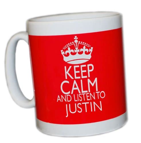 Image of Keep Calm Mug (Listen to Justin Bieber)