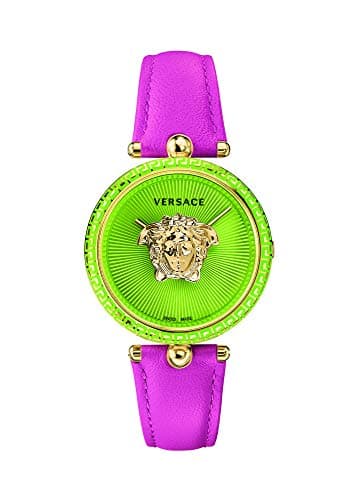 Image of Versace Women's Analogue Quartz Movement Watch with Pink Leather Strap Palazzo Empire Tribute Green Edition VCO150017