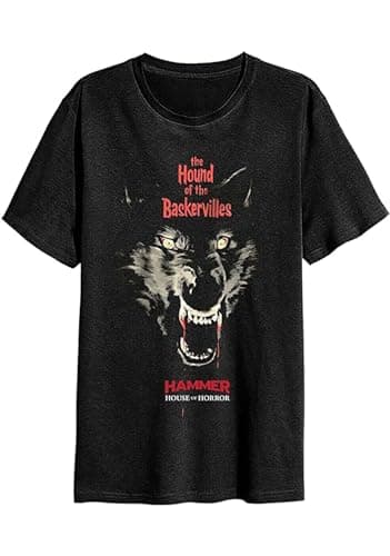 Image of Hammer Horror Hound of The Baskervilles T-Shirt Graphic Mens Black Unisex Cotton Casual Tee XL