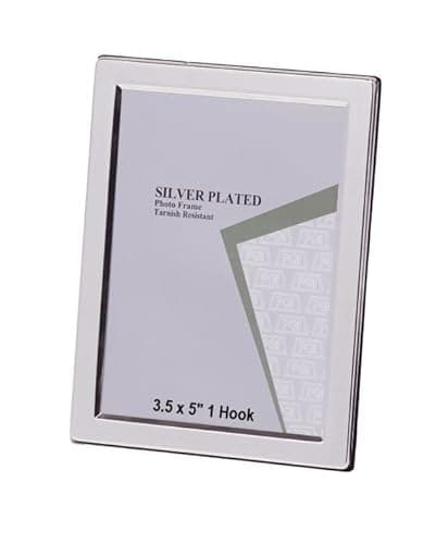 Image of 3.5 x 5-inch Silver Flat Edge Single Photo Frame with 1 Hook Stands Both Ways - (3.5 x 5-inch)