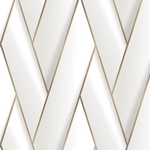 Image of Debona Armando Herringbone Geometric Metallic Vinyl Wallpaper White/Gold 2120