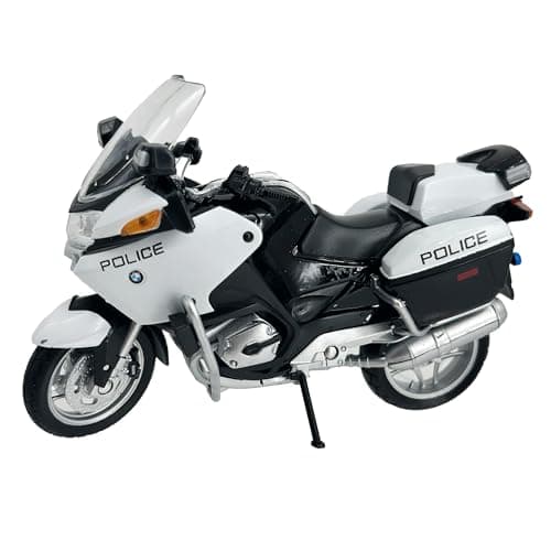 Image of Welly Die Cast BMW R1200 RT Police Motorcycle, 1:18 Scale, Collectible Model Dirt Bike