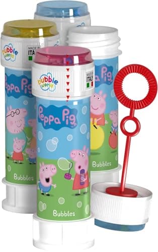 Image of Anila's Peppa Pig Bubble Tubs with Wands, 60ml Solution & Maze Lid, Set of 12, Party Bag Fillers & Favours, Ages 3+