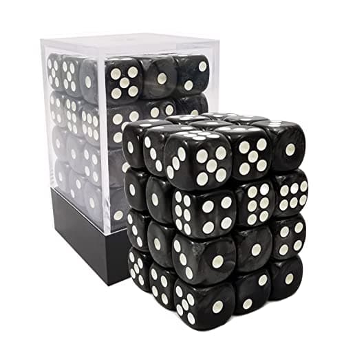 Image of Bescon 12mm 6 Sided Dice 36 in Brick Box, 12mm Six Sided Die (36) Block of Dice, Marble Black