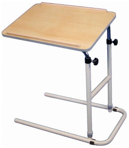 Image of Aidapt Overbed and Chair Table Desk With Hygienic Laminated Easy Clean Top, Height and Angle Adjustment For Writing, Eating, Reading and Hobbies. Fitted With Anti Slip Feet