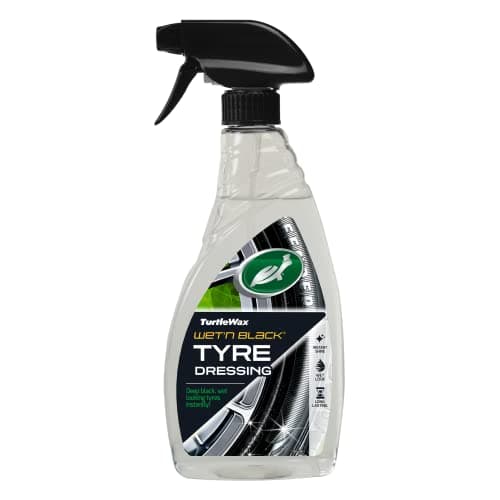 Image of Turtle Wax Wet N Black Tyre Dressing, Instant Deep Black Wet Look & Long-Lasting Shine, 500 ml Car Tyre Cleaner & Shine Spray