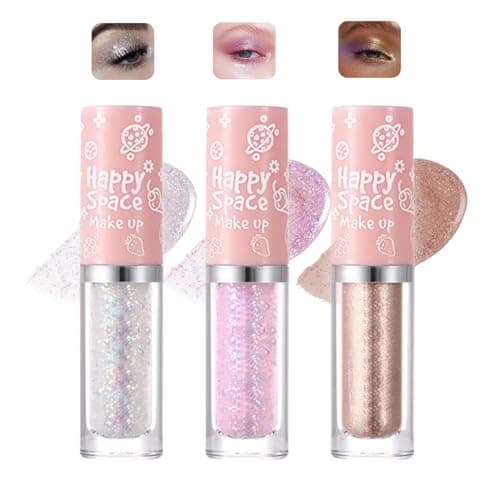 Image of 3PCS Liquid Glitter Eyeshadow Set – Shimmer Metallic Finish, Quick-Drying, Waterproof, Highly Pigmented & Long-Lasting Sparkly Eye Makeup for Women, Doubles as Glitter Eyeliner