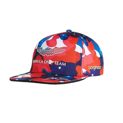 Image of Aston Martin Formula One Team 2023 - Team Fernando Alonso USA GP Special Edition Baseball Cap Official Merchandise Red/White/Blue