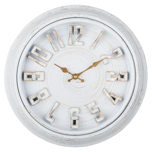 Image of DIYZON Country Style 16 Inch 3D Font Wall Clock Silent Non Ticking, Classicl Retro Timepiece Battery Powered Home, Large Numbers Easy Read, Suitable for Indoor Living Room - Bedroom - Kitchen