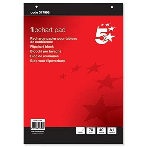 Image of 5 Star Office Flipchart Pad Perforated 40 Sheets A1 Plain, Red