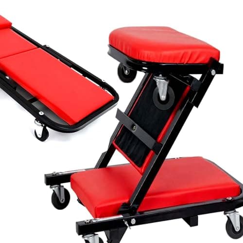 Image of NTEK Folding Mechanics Car Creeper, Workshop Crawler with Soft Cushion and Wheels, Rolling Mechanic Chair Car Creeper Seat, Professional Vehicle Repair Rolling Padded Seat,150kg Load Capacity
