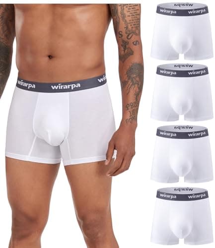 Image of wirarpa Men's Underwear Trunks Micro Modal Boxer Shorts Soft Comfortable Underpants for Men 4 Pack White Size M