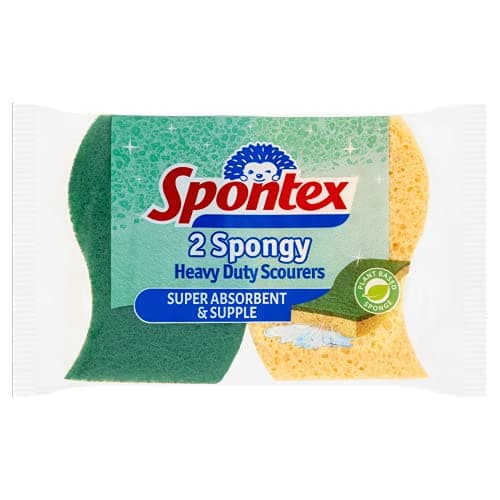 Image of Spontex 2 Spongy Heavy Duty Sponge Scourers | Super Absorbent & Supple