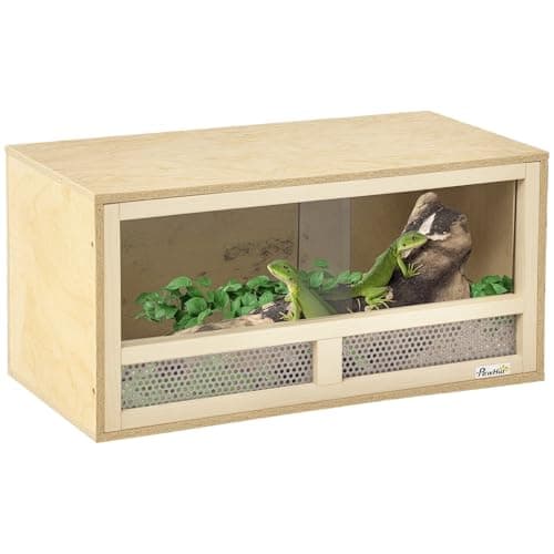 Image of PawHut Reptile Terrarium Vivarium Habitat w/Transparent Sliding Doors, Breathable Mesh, for Lizards, Horned Frogs, Snakes and Chameleons, 60 x 29.5 x 29.5cm
