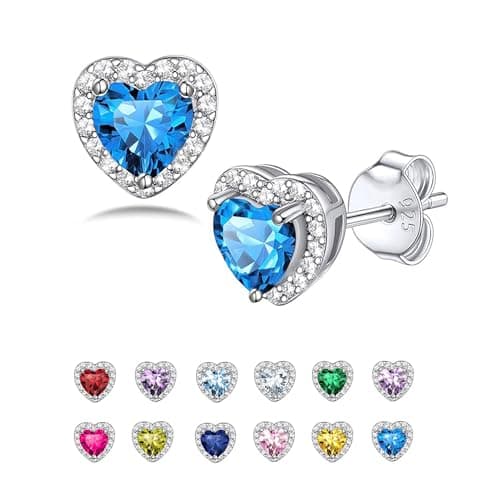 Image of Seleneva Birthstone Stud Earrings for Women Sterling Silver Dainty Earring Crystal Zirconia Stud Earrings Birthday Christmas Valentine's Day Jewellery Gifts for Mum Sisters Girlfriend (Dec.)