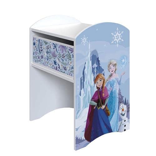 Image of Disney Frozen Wonder Bedside Table - Sturdy Engineered Wood Construction, Small Side Table with Drawer for Kid's Bedroom