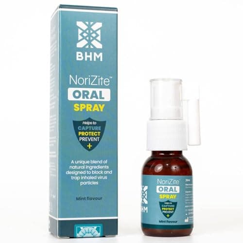Image of BHM NoriZite Oral Spray for Virus Protection, Cold & Flu Blocker, Sore Throat & Cough Relief – Scientifically Proven New Long-Lasting Natural Barrier, Natural Moisturising Formula (Mint Flavour 20ml)