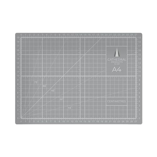 Image of Cathedral Products A4 Double-Sided Self-Healing Cutting Mat | 3mm Thick | Metric and Imperial Grids | Grey