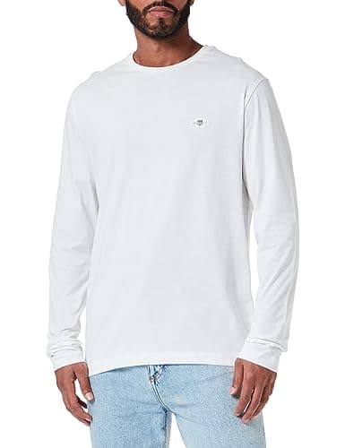 Image of GANT Men's REG Shield LS T-Shirt, Eggshell, Standard, Eggshell, XL