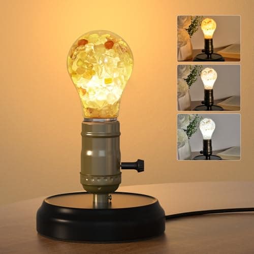 Image of Lustaled Industrial Desk Lamp with 5W Crystal LED Bulb, Plug-in E27 Small Steampunk Table Lamp, 3 Colour Temperatures (2700K-6000K) Vintage Bedside Lamp for Bedroom Cafe Bar Office