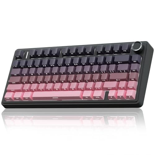 Image of AULA F75 75% Wireless Mechanical Keyboard,2.4Ghz/Type-C/BT5.0 Gaming Keyboards,Advanced Structure,Side Engraved,RGB Backlight,Hot Swappable Custom Keyboard for PC/Mac (Black&Pink)