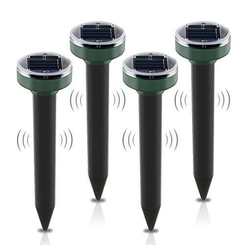 Image of ONEVER Solar Mole Repellent, 4 Pack Ultrasonic Solar Power Animals Repeller Waterproof for Outdoor Garden Lawn Yard Get Rid of Moles Voles Gophers Rats Rodents