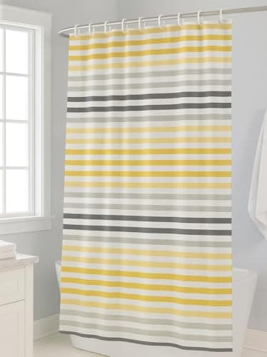 Image of Adore Home Printed Shower Curtains Modern Designs 12 Ring Hooks 180x180cm, Stripes Print