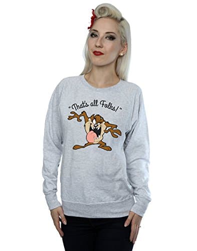 Image of LOONEY TUNES Women's Taz That's All Folks Sweatshirt Large Heather Grey