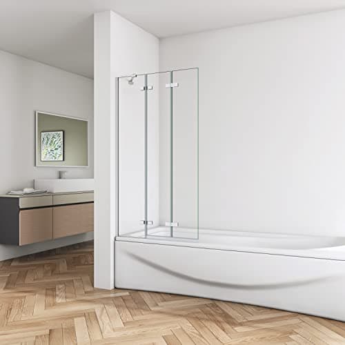 Image of Biubiubath Luxury 1000x1400mm 3 Fold Folding Bath Shower Screen Modern Hinge Glass Panel