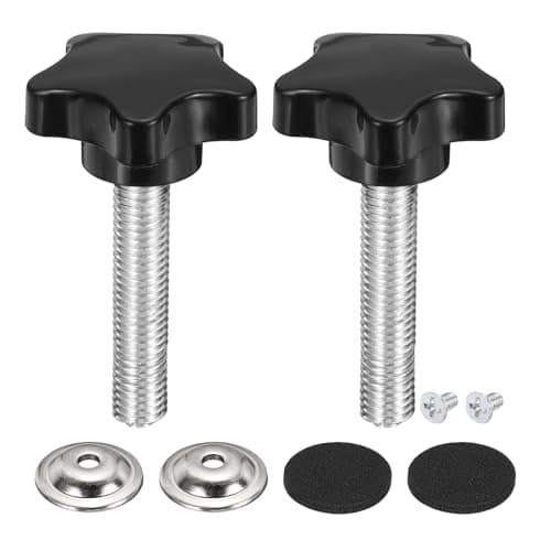 Image of sourcing map 2Pcs Star Knobs, M10 x 50mm Plastic Knurled Thumb Screw Knobs 40mm Width Handle Replacement with Washer & Screw for Lawn Mower Umbrella Base Clamps Replacement Machinery