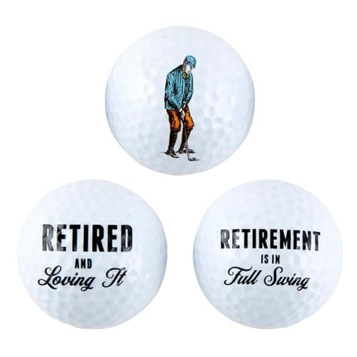 Image of Heartfelt Collection Retirement Gift Golf Ball Gift Set with Vintage Golfing Artwork, 3 Pack, Full Swing