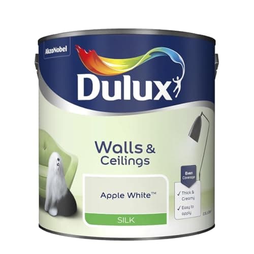Image of Apple White Walls & Ceilings Silk Emulsion Paint 2.5 L – Smooth Washable Silk Finish, Quick Dry, Low-VOC, Easy Application for Interior Walls & Ceilings