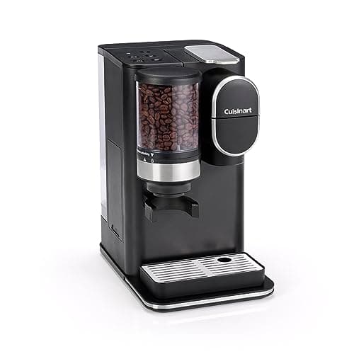 Image of Cuisinart One Cup Grind And Brew Coffee Machine, Bean to cup, Single serve Filter coffee, Stainless steel conical burr grinder, Adjust coffee strength, 3 cup sizes, Reusable filter pod, Black