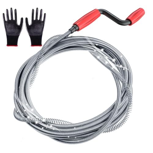 Image of DKBT Professional Drain Unblocker Tool 3 Meter 9.84 ft with Spring Flexible Toilet Plumbing Snake Sink Unblocker Wire Drain Auger Cleaning Tool with Glove for Sewer Bathroom Drainage Kitchen Sink