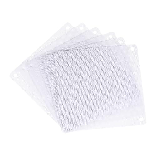 Image of sourcing map 6PCS PC Dust Filter, 120x120mm PVC Computer Case Cooler Dustproof Mesh Cover Fan Grills for Computer Chassis Speakers, White