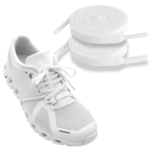 Image of UamGlsob 6mm Thin Flat Laces for On Cloud Trainers, Durable Lightweight Shoe Strings for Running, Football, Tennis Sneaker (White, 39"/100cm)