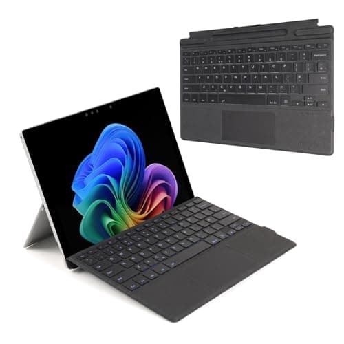 Image of TECHGEAR Surface Pro Keyboard for Microsoft Surface Pro 11/10 / 9/8 / X Slim Wireless Bluetooth Keyboard Type Cover, 7 Color Backlight, Precision Multi-Touch Trackpad/Touchpad, UK QWERTY