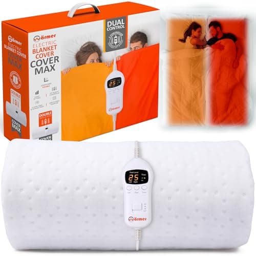 Image of Warmer Electric Blanket - Double Size, Maximum Coverage, Left & Right Dual Heating Zones, 9 Heat Setting, 2 & 10 Hour Timer - Double Size (160 X 137cm)