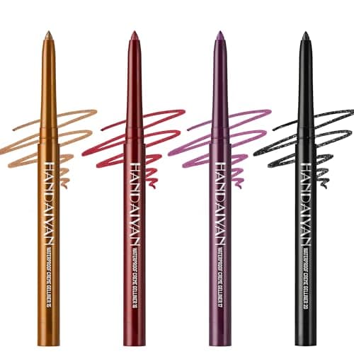 Image of Noerrors 4 Colors Gel Eyeliner Set, Brown Black Waterproof Smooth Easy to Color Eyeliner Pencil for Mature Eyes, Plum Burgundy Shimmer Creamy Long Wear Highly Pigmented Eye Brightener for Older Women