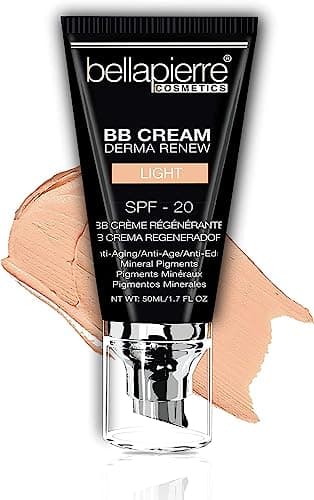 Image of bellapierre BB Cream with SPF 20 - Tinted Sunscreen, Concealer, Matte Foundation, & Moisturizing Face Cream | Lightweight Formula + Pump Top Applicator | Non-Toxic & Paraben Free - 48 ML - Light