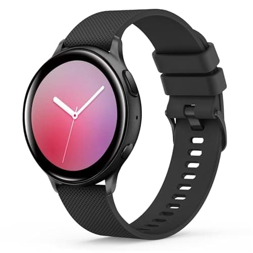Image of Sport Strap Compatible With Samsung Galaxy Watch Active/Active 2 40mm/44mm,20mm Waterproof Silicone Replacement for Samsung Galaxy Watch 7/6/5/4 40mm 44mm Strap for Women Men (Black)