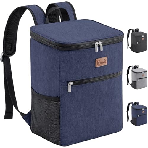 Image of Lifewit 21L 30-Can Soft Cooler Backpack Bag with Hard Liner, Large Insulated Picnic Lunch Box Soft-Sided for Camping/BBQ/Family Outdoor Activities, Dark Blue