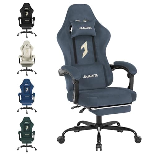 Image of JAJALUYA Gaming Chair,Office Chair Ergonomic Computer Chair with Footrest Headrest Lumbar Support＆Massage,Micro Suede is And Breathable Suitable for Adult Office video Gaming Desks Chairs (grey)