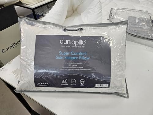 Image of Dunlopillo Natural Latex Pillow – Orthopaedic Neck Support for Side & Back Sleepers, Breathable Cooling Design