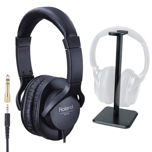 Image of Roland RH-5 Closed Stereo Headphones with Keepdrum Table Tripod